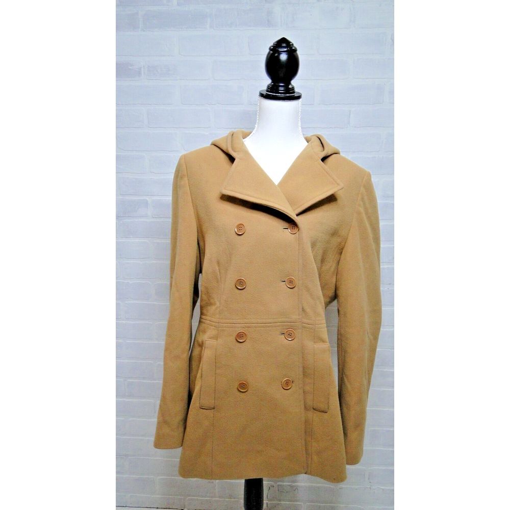 Kenneth Cole Womens Tan Wool Blend Stadium Peacoat Coat Jacket Blazer‎ Sz 14